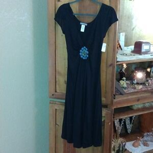 Prairie New York Black Midi Dress with multicolored stone Detailing